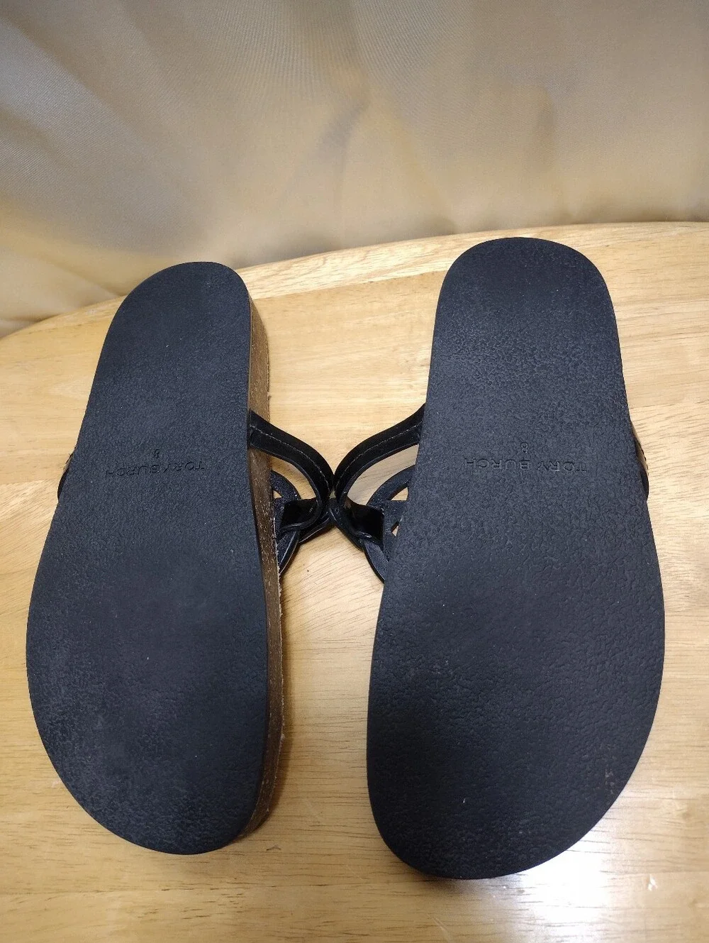 Tory Burch Miller Cloud Black Patent Leather Sandals Size 8